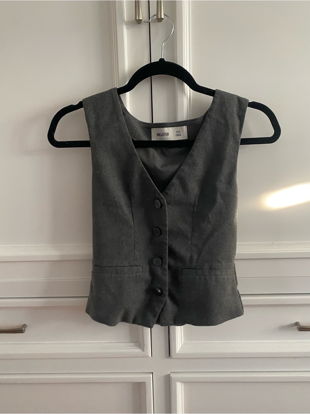 Hollister Women's Charcoal Gray Button-Front Vest